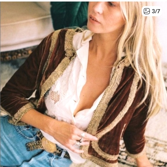 Chasing Unicorns California Sunset Deep Brown Cropped Jacket - Picture 10 of 10